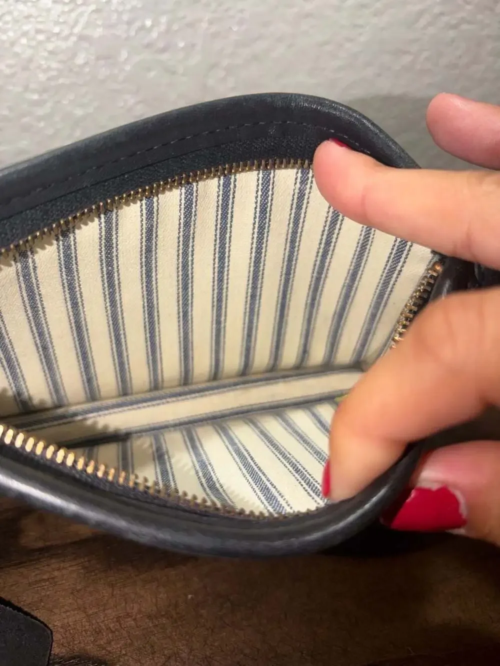 Vintage Coach Black Leather Cosmetic Case Clutch Pouch